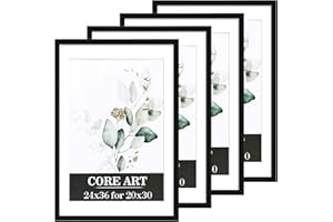 CORE ART 24x36 Poster Frame 4 Pack,Black 24x36 Frame,Display Pictures 20 x 30 with Mat or 24 x 36 Without Mat - Horizontal an