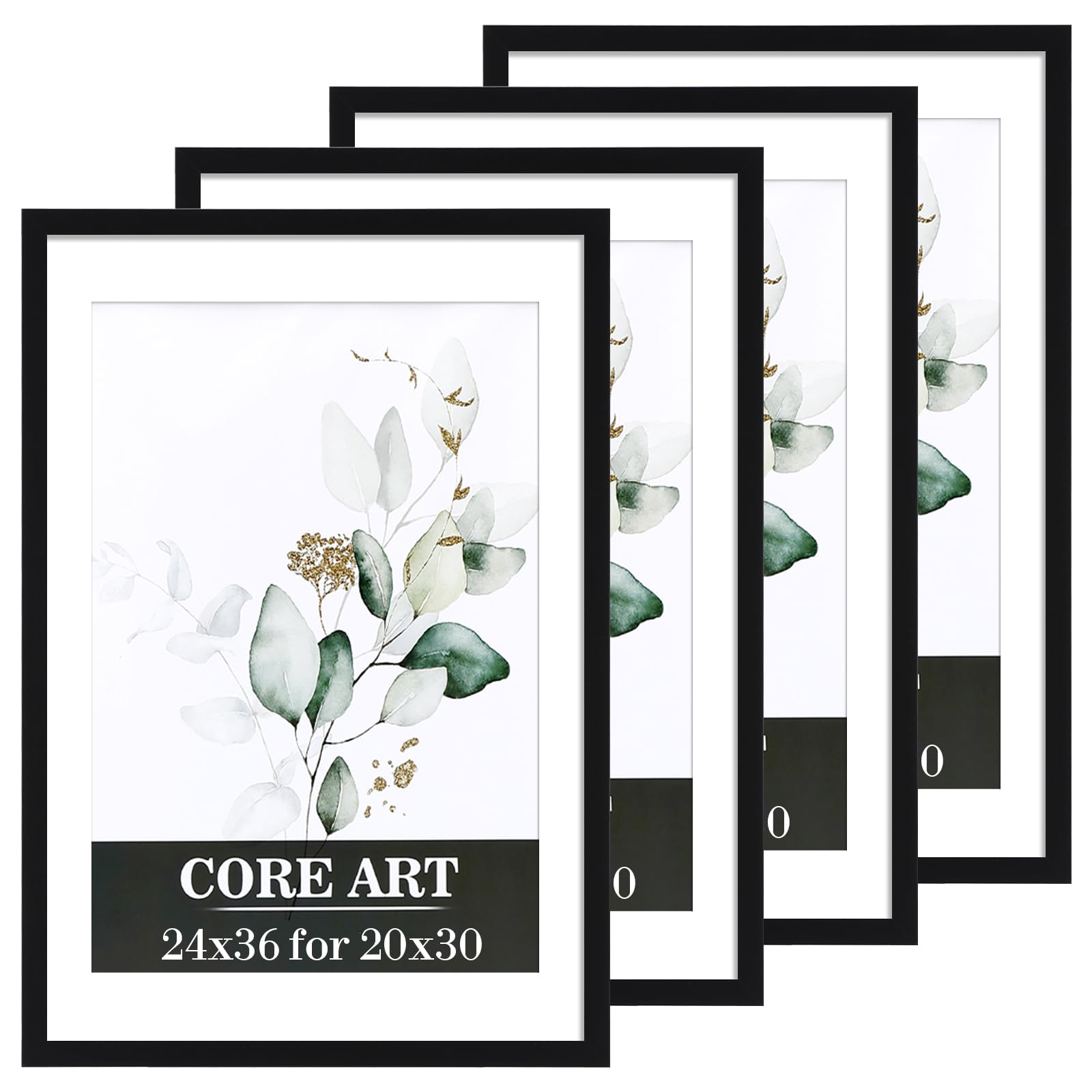 Photo 1 of **PARTS ONLY**CORE ART 24x36 Poster Frame 4 Pack - Black Picture Frame for Wall Display, Fits 20x30 with Mat or 24 x 36 Without Mat, Horizontal & Vertical Mounting