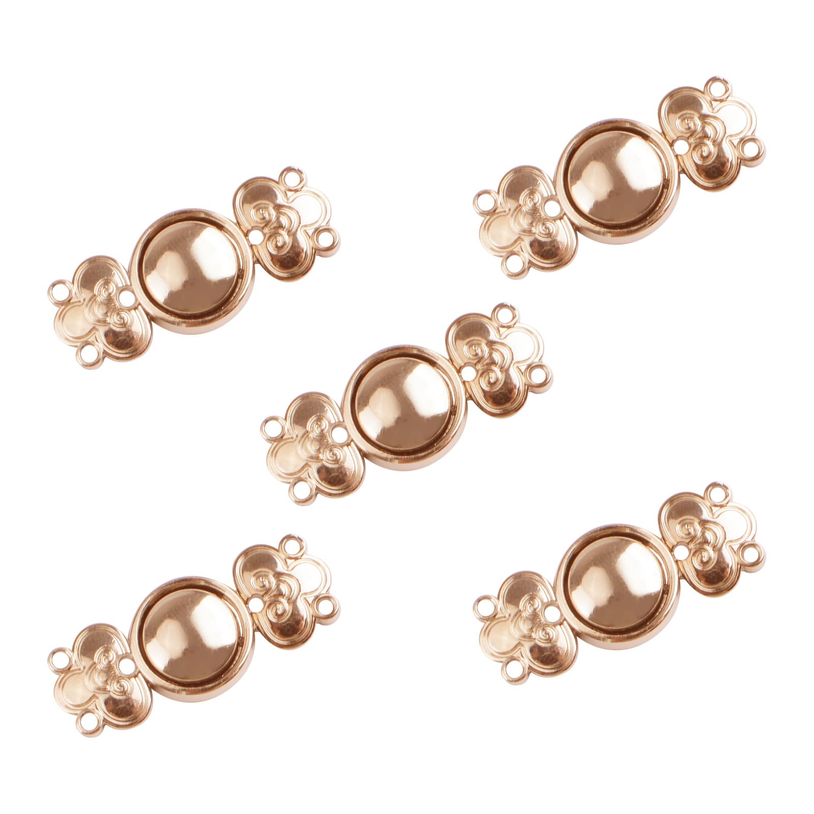 WANDIC Cardigan Clips, 5 Pairs Vintage Chinese Good Luck pattern Cape Fasteners Sew On Hooks And Eyes Cardigan Clip Cloak Clasp Fasteners For Sweater Shawl, Light Gold