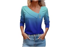 TAWOP Women Tops Spring 2024 Long Sleeve V Neck Loose Shirts Plaid Print Asymmetric Button Blouses Business Casual Tunic