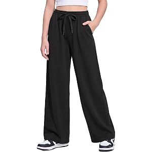 Arshiner Girls Baggy Sweatpants with Pockets Drawsting Kids Wide Leg Pants