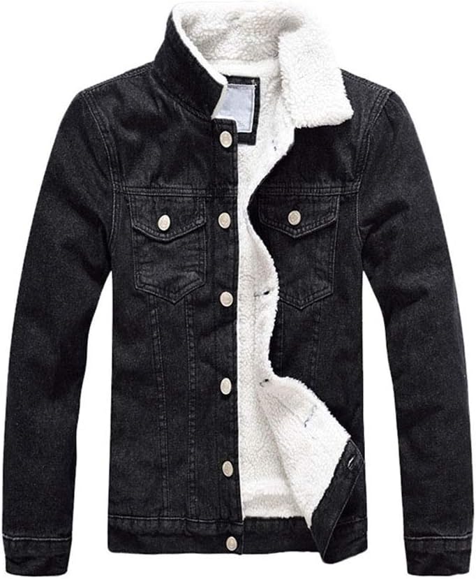 DSDZ Mens Classic Winter Fur Fleece Lined Trucker Jean Denim Jacket