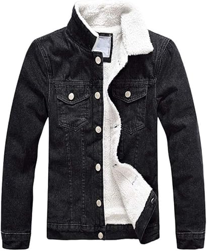 DSDZ Mens Classic Winter Fur Fleece Lined Trucker Jean Denim Jacket at Amazon Menâs Clothing store