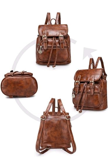 Goatter Girls Leather Backpack/Handbag/Shoulder Bag (Brown)