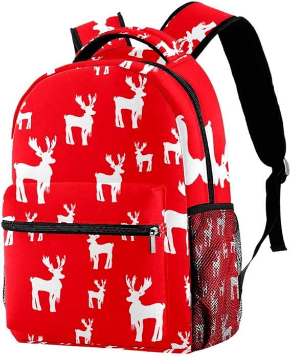 Schulrucksack Roter weißer Elch Grundschule Schultasche Casual Daypack