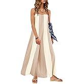ReachMe Womens One Piece Fall Jumpsuits Strapless Tube Wide Leg Pants Striped Romper with Pockets Travel Vacation Outfits
