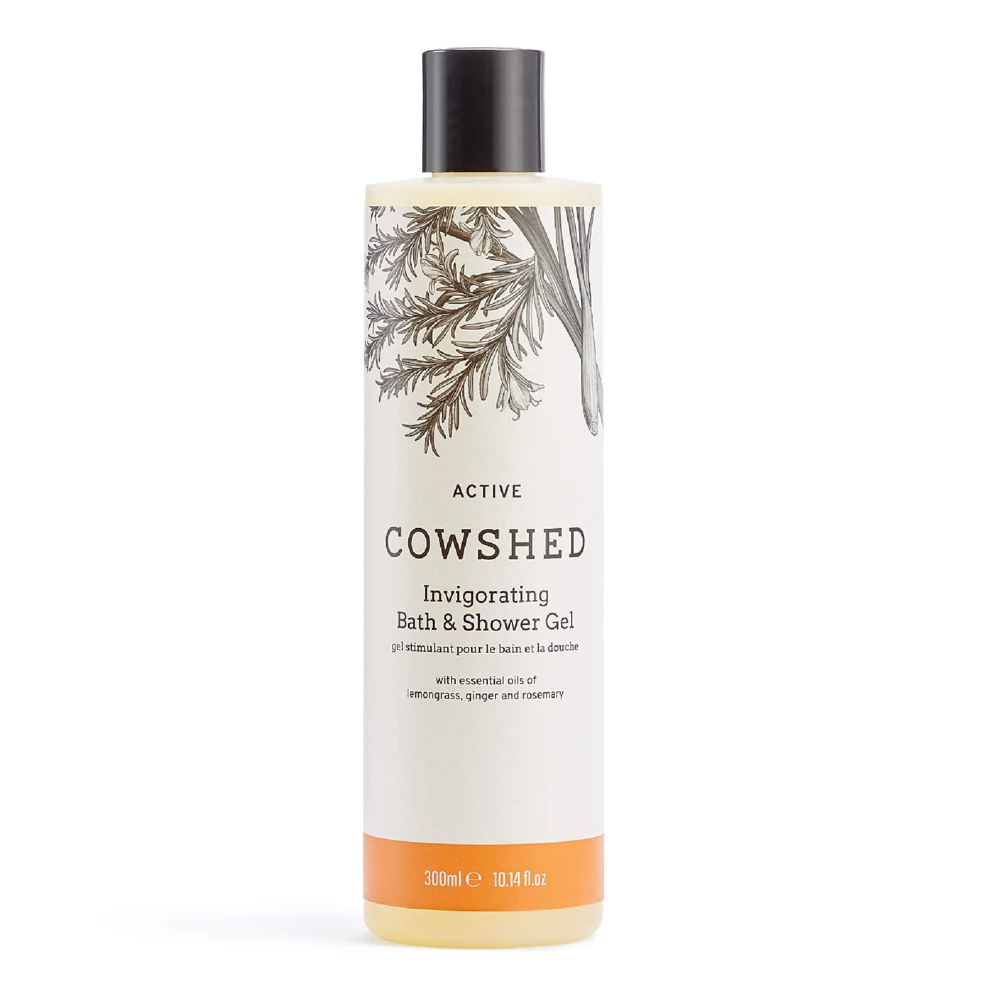 Cowshed Bath & Shower Gel 300ml | Active Invigorating Body Wash for Women & Men | Natural Body Wash, No Parabens | Hydrating Vegan Shower Gel with Lemongrass, Ginger & Rosemary