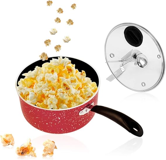 YC° Stainless Steel Stovetop Popcorn Popper with Glass Lid Easily Make