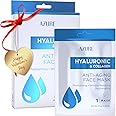 Azure Cosmetics Hyaluronic Acid & Collagen Anti Aging Sheet Facial Mask - Rejuvenating & Moisturizing Face - Helps Reduce Fine Lines & Wrinkles, Tightens & Smooths - Made in Korea - Pack of 5
