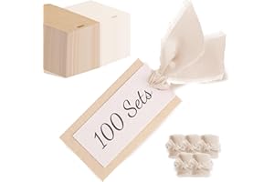 100 Pcs Name Place Cards for Table Setting, Wedding Place Cards with Ivory Ribbon, 10 x 5.5cm Blank Placecards for Dinner Par