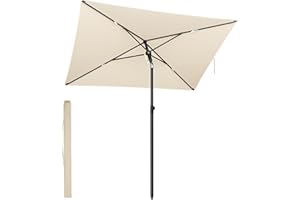 SONGMICS Patio Umbrella, Outdoor Umbrella Parasol, UPF 50+ Protection, Tilting Canopy, Garden Terrace Beach, Carrying Bag, Ba
