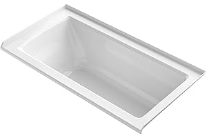 KOHLER K-1946-R-0 Alcove Bath with Tile Flange and Right-Hand Drain, 60" X 30", White