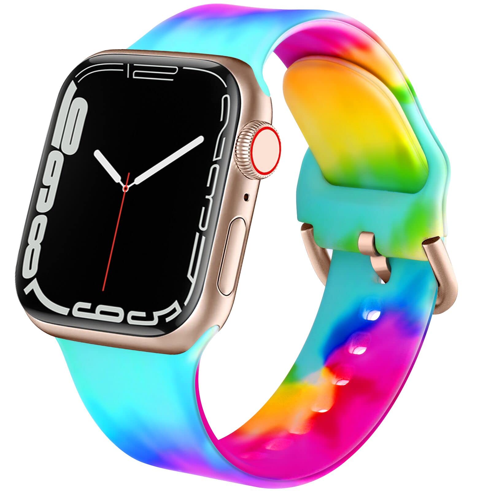 ACESTAR Double Sided Band Compatible with Apple Watch Band 38mm 40mm 41mm/42mm(Series 11 10), Cute Floral Soft Silicone Replacement for iWatch Series 11 10 9 8 7 6 5 4 3 2 1 SE, Tie Dye E