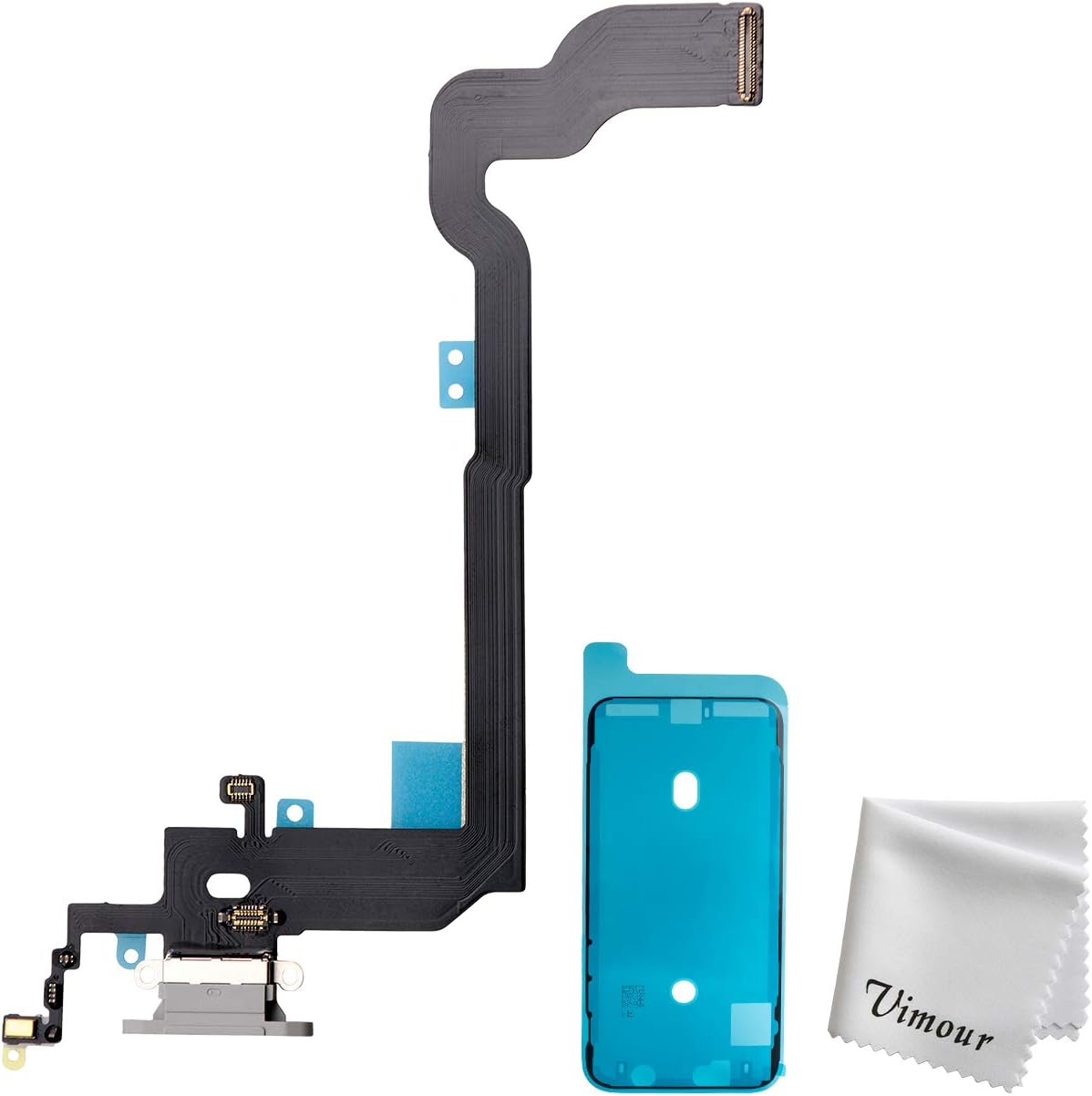 Vimour Charging Port USB Dock Connector Flex Cable with Microphone Replacement for iPhone X 5.8 Inches (White)