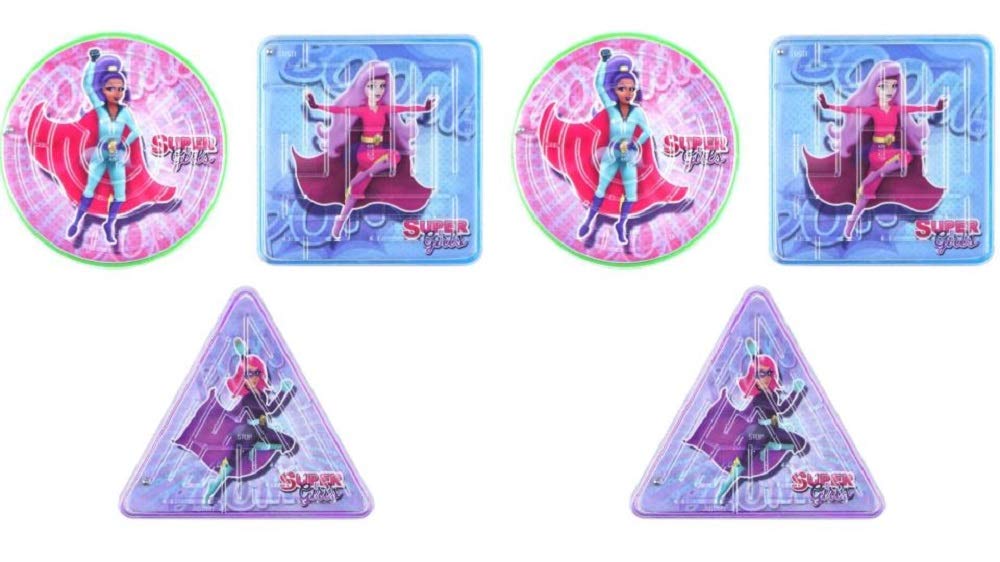 Henbrandt 6 x Mini Super Girl Puzzle Mazes for Kids Maze Puzzle Birthday Party Home School Classroom Prize Loot Bag Filler Party Favour for Girls and Boys