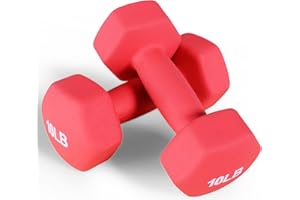 Fitvids Neoprene Dumbbell Hand Weights, Anti-Slip, Anti-roll, Hex Shape Colorful, Pair or Set with Stand