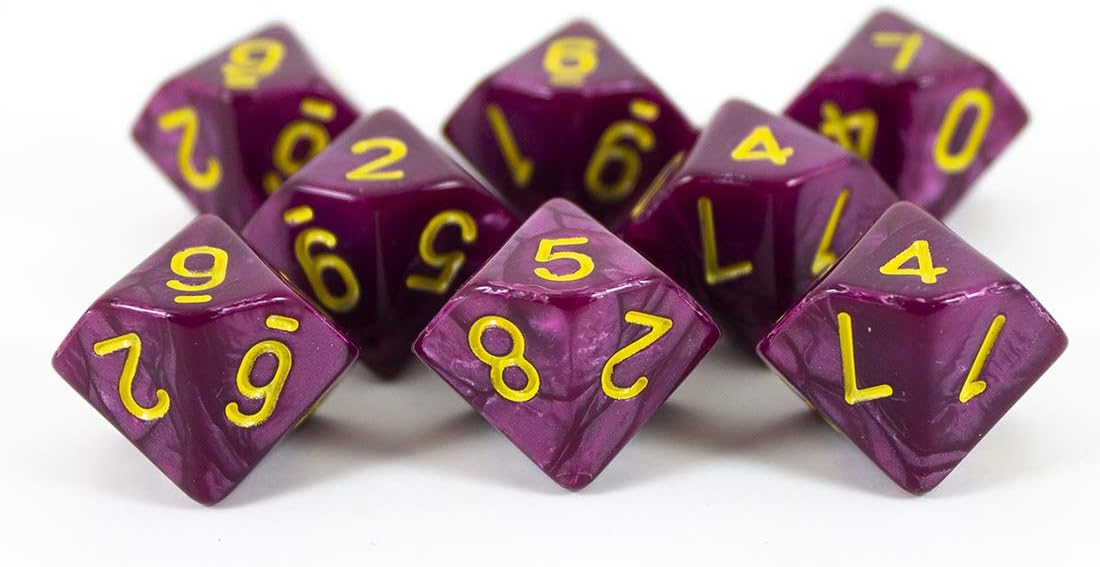 Paladin Roleplaying Purple Pearl Dice - 8 D10 Set - 'Plum' - Image 3