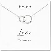 Boma Jewelry Sentiments Collection Love Sterling Silver Two Interlocking Circles Necklace, 18 Inches