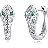 VONALA Snake Hoop Earrings Sterling Silver Huggie Hoop Earrings Leverback Snake Jewelry for Women