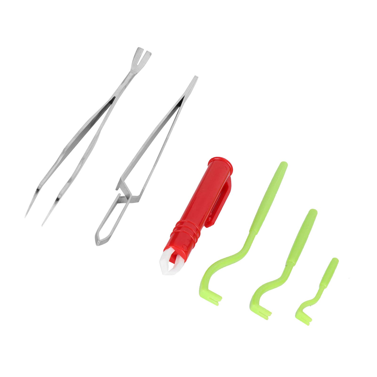 A sixx Tick Tweezers, Practical Durable Portable Tick Removal Tool Kit, Cat for Dog(Green flea clip red flea pen)