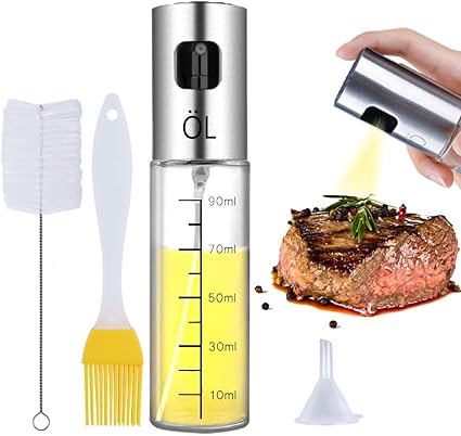 Amazon Ninonly オイルスプレー 料理用 オイルボトル 霧吹き 透明ガラス製 目盛り付き 油 醤油 酢適用 ミニ漏斗 洗浄ブラシ 料理ブラシ付き Ninonly 調味料入れ