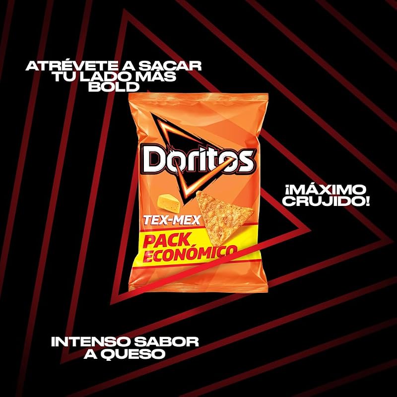 Tex Mex, Nachos con sabor a queso, Producto de Aperitivo, bolsa familiar, 225 gr