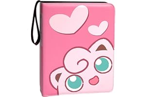 EEVEELAB Card Binder 4-Pockets, 440 Pockets Card Holder with 55 Removable Sleeves, Trading Card Collector Zipper Album Holder (Pink, 440 Pockets)