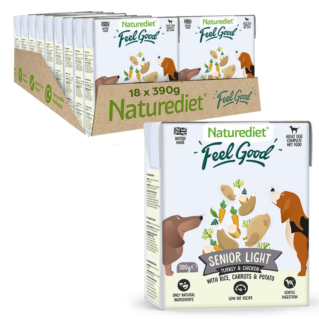 Naturediet - Feel Good Wet Dog Food, Natural and Nutritionally Balanced, Senior-Lite, 390g (Pack of 18)