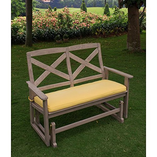 Guías para Patio, al aire libre Glider banco, madera con amarillo ...