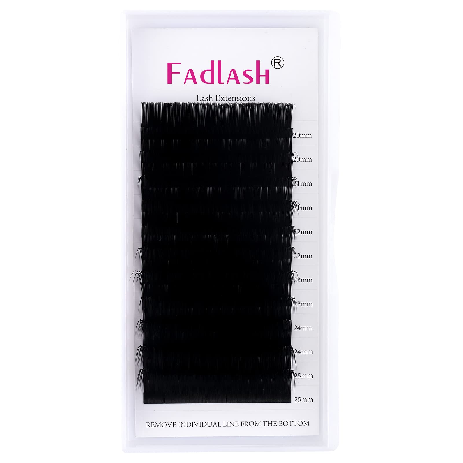 Eyelash Extensions 0.20mm D Curl Mix 20-25mm Fadlash Classic Lash Extensions 1:1 Individual Classic Eyelashes Black Matte Single Lashes Extension Professional