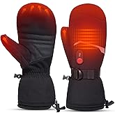 SAVIOR HEAT Heated Mittens for Men and Women, Rechargeable Heated Gloves with Touchscreen 7.4V 2200mAh Battery Waterproof Ski Gloves for Skiing Snowboarding Camping Hiking