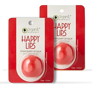 Organic Harvest Strawberry Lip Balm For dry & Chapped Lips, Parabens & Sulphate Free - 10gm (Pack of 2)