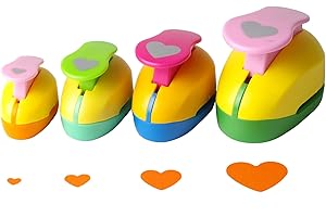 WSYHOMIE Heart Punch 3/8 inch+5/8 inch+1 inch+1.5 inch Craft Lever Punch Handmade Paper Punch for Crafting Scrapbooking,DIY Card Making Candy Colour by Random