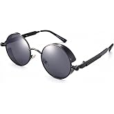 FEISEDY Retro Gothic Steampunk Sunglasses For Men Women | Round Metal Frame Punk Accessories Rave Inspired Glasses B1857