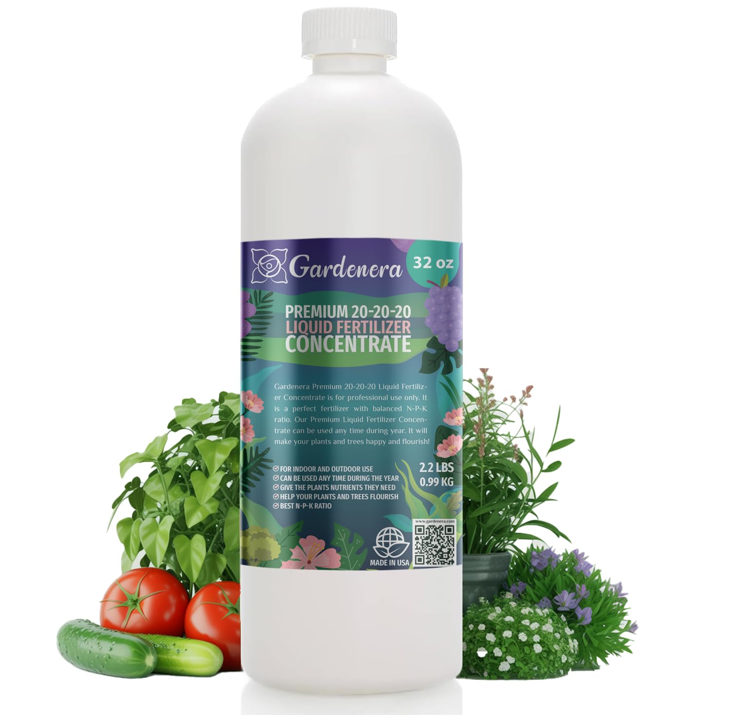 Photo 1 of Gardenera Premium All-Purpose 20-20-20 Liquid Fertlizer - ??????????? - Increases Flowering and Yield on All Varieties of Fruits, Vegetables and Flowers| Liquid Plant Superfood (32 OZ)