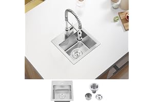 ATTOP 15 Inch Drop in Bar sink,9 inch deep Nano Coating Stainless Steel Drop in Single Bowl Sink Small Kitchen Sink