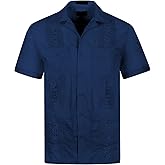 OmegaTux Cuban Guayabera Short Sleeve Shirt, Wedding Cigar Beach Bartender Casual