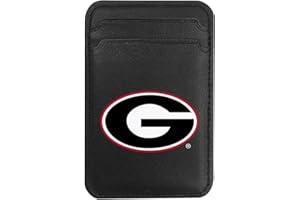 OTM Essentials University of Georgia Faux Leather Phone Wallet Sleeves, Sleek Magnetic Phone Wallet Case, Lightweight Compatible with Magsafe Accessories Fits with iPhone 12 or Up, Classic