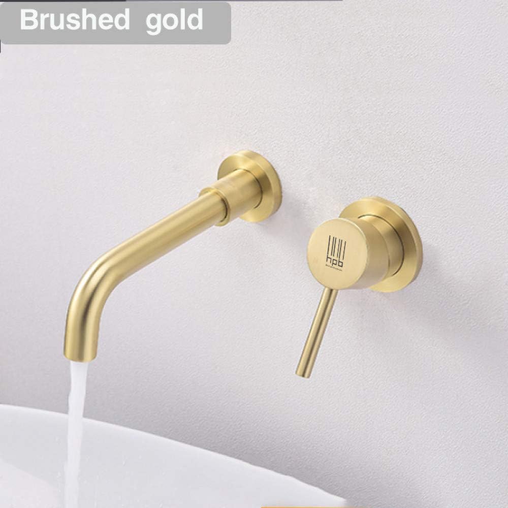Wall-Hung Bathroom Basin Mixer tap, with spout" tub Mixer-Matte Black