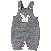 MoZiKQin Baby Girl Boy Easter Bunny Romper Sleeveless Knitted Bodysuit Jumpsuit My 1st Easter Outfit Cute Clothes