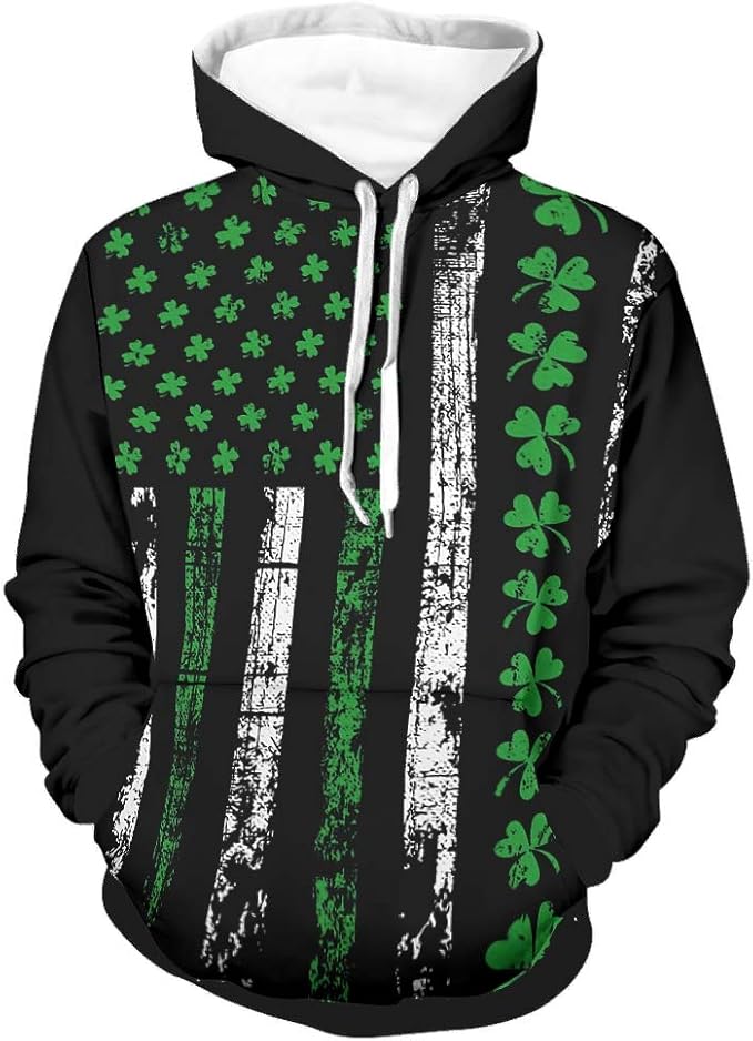 Fashsignop Hooded Sweatshirt St Patricks Day Irish Shamrock