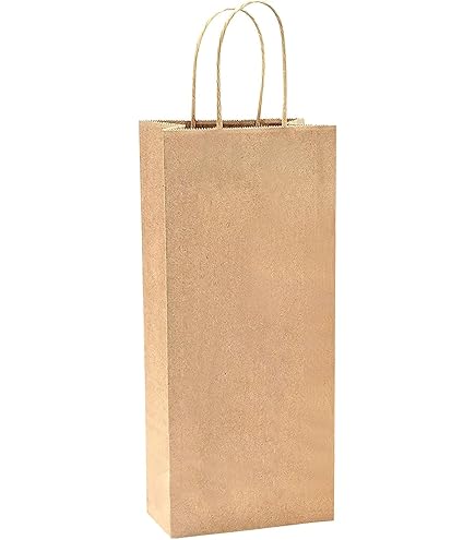 Kraft Bags - Premium White Single Wine Bottle Gift Bag - Black Ribbon Handles - View #11