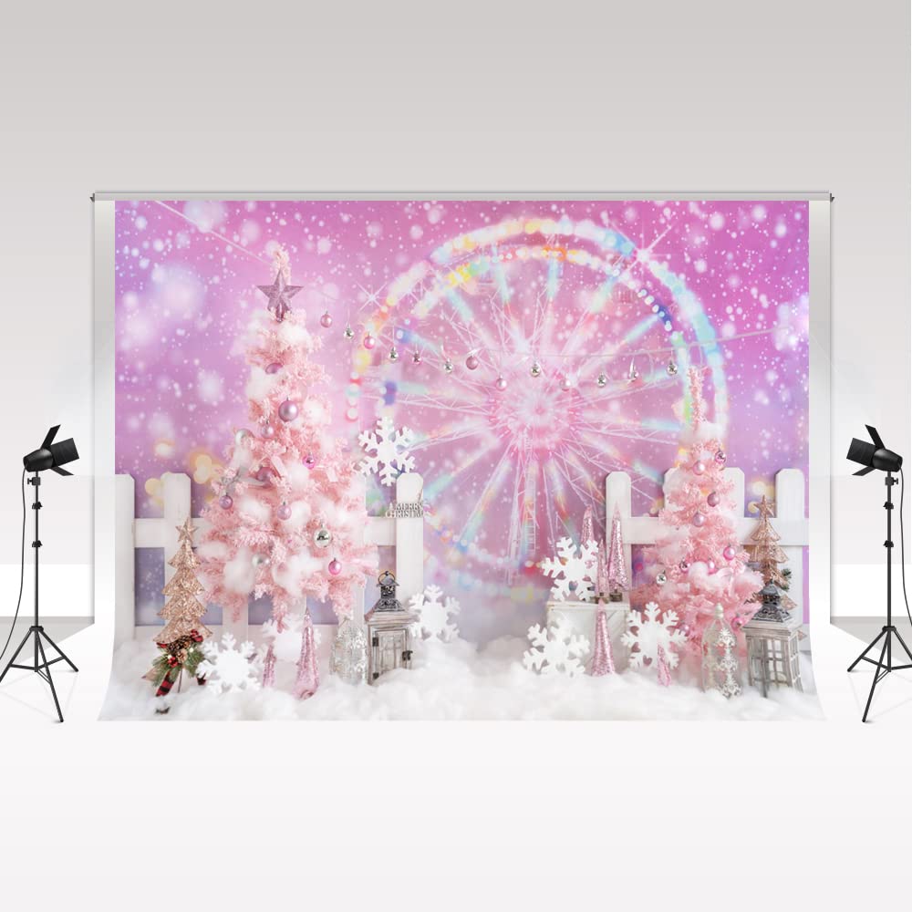 Kate Christmas Day Decoration Pink Backdrop 2,2 * 1,5m/7 * 5ft Pink Christmas Tree Princess X-mas Festival Atmosphere Decoration Girls Party Props Bar Club Fantasy Activity Photo Booth