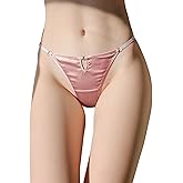 FEELITS Luxury 100% Mulberry Silk Thongs for Women - 22 Momme Silk Satin G-String Panties, Sexy Cheeky T-back
