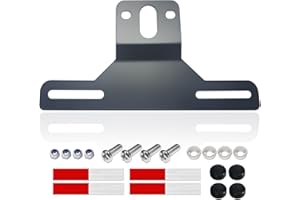 BGGTMO Trailer License Plate Holder Bracket- Stainless Steel Metal Car Tag Frame for UTV ATV Truck RV Boat, 1 Pack Black Holder with Screw Caps and Reflective Strip