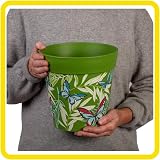 Hum Flowerpots 22cm Set of 3 Indoor Outdoor Plastic Plant Pots Green Butterfly view 3