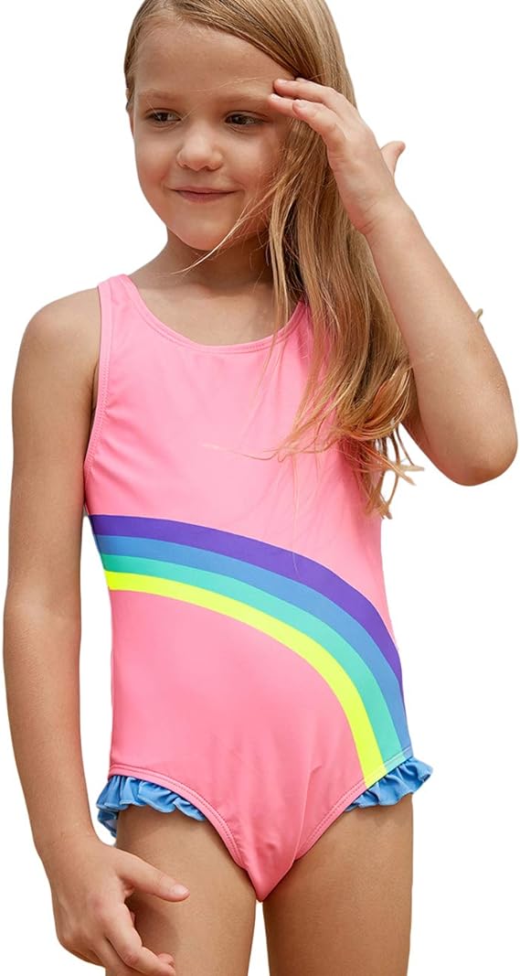 PARICI Little Girls Rainbow Printed Swimsuit One Piece Swim