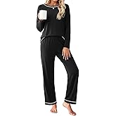 Ekouaer Women's Pajama Sets Long Sleeve Top and Pant Pjs Sets Soft Sleepwear 2 Piece Lounge Sets with Pockets S-XXL