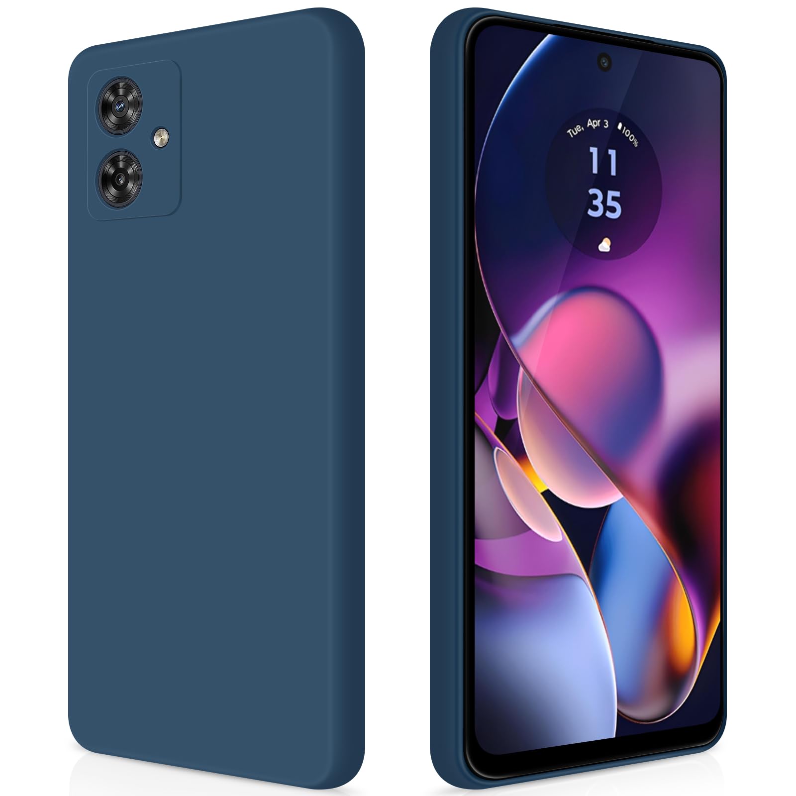 GiiYoon Case Compatible with Motorola Moto G54, Silky-Soft Touch Full-Body Protective Phone Silicone Case, Shockproof Cover with Microfiber Lining, Blue — image 1