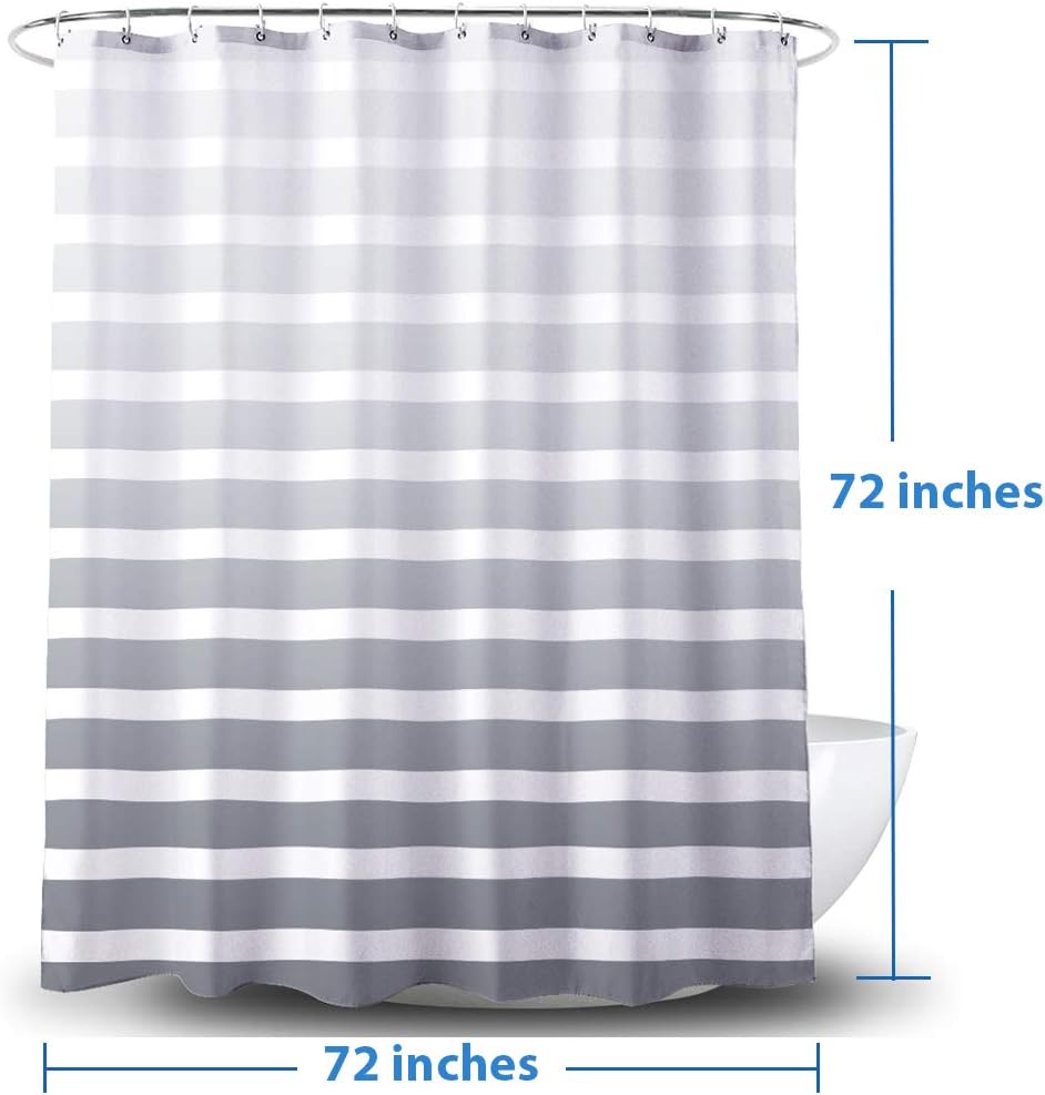AmazerBath Fabric Shower Curtain, Grey Gradient Stripe Polyester Fabric Shower Curtains Decorative Curtains for Bathroom Hotel Quality, 72 X 72 Inches: Kitchen & Dining